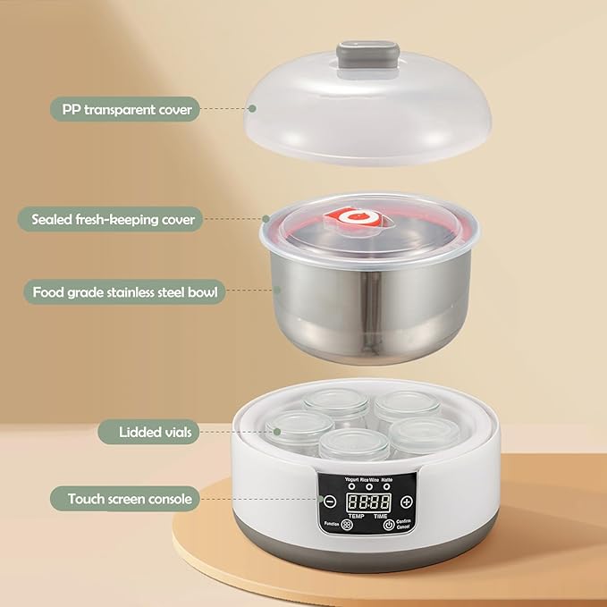 Yogurt Maker Machine, Yogurt Maker 36 Hour, Electric Yogurt Maker With Temperature & Time Control, 1.2L Multi-Function Yogurt Machine Automatic Perfect Gifts for Men & Women A