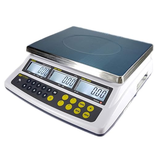 Aquos Price Computing Scale – CK Series Class III NTEP Legal for Trade | Commercial Food Scale with Rechargeable Battery | Digital Kitchen Scale with Stainless Steel Platter & LCD Display (30 lbs)