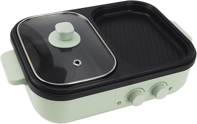 1300W Multifunctional Hot Pot, Non Stick Dual Sides Electric Cooker for Frying, Grilling, Cooking for Indoor Outdoor Use (US Plug 110V)