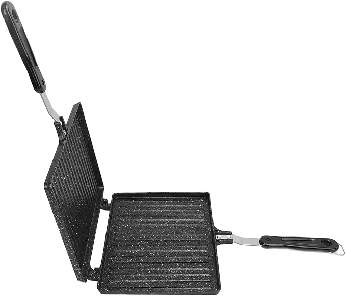 Walfront Stovetop Toasted Sandwiches Maker, Non Stick Grilled Panini Maker, Aluminum Alloy for Waffles, Breakfast, for Home Kitchen and Camping