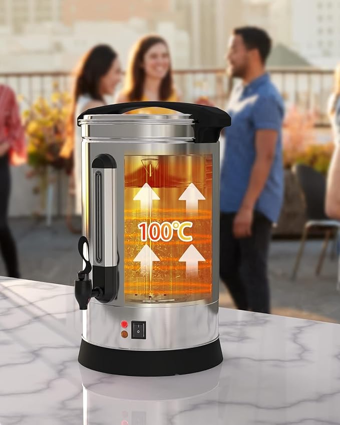 16 L/110 Cups Coffee Urn, 4.2 gal Double Wall Commerical Coffee Maker for Buffet Catering Wedding Gathering, Large Capacity Hot Coffee Dispenser, Stainless Steel Hot Water Urn