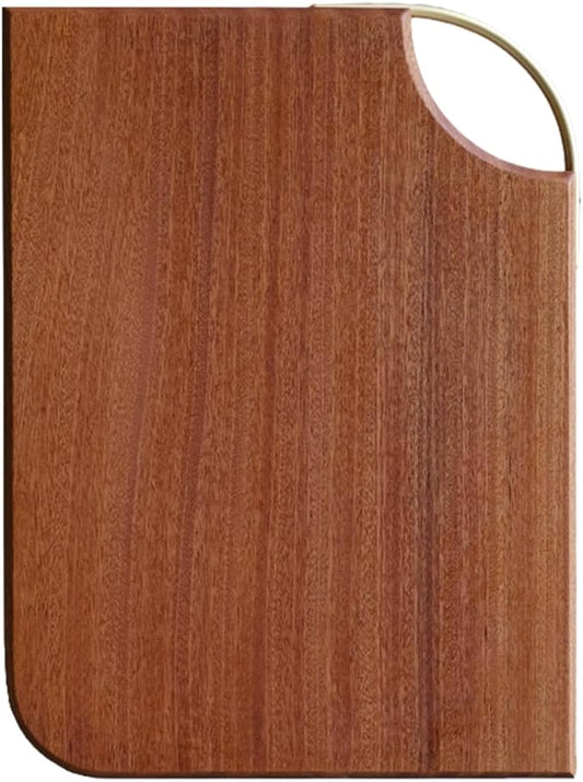 Wood Cutting Boards for Kitchen with Brass Handle, Reversible Wooden Chopping Board, 15" × 11"× 0.98" Thick, Serving Board for Meat, Vegetables, Bread, and Charcuterie（African Sapele Wood）