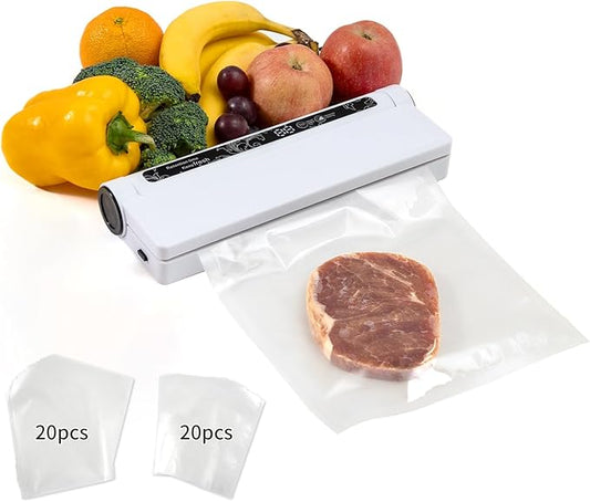 Food Vacuum Sealer Machine – Home Use Preservation Sealer, One-Touch Operation, Dry & Wet Modes, Extends Food Freshness,Digital Countdown Timer, Compact, Includes 40 Vacuum Bags