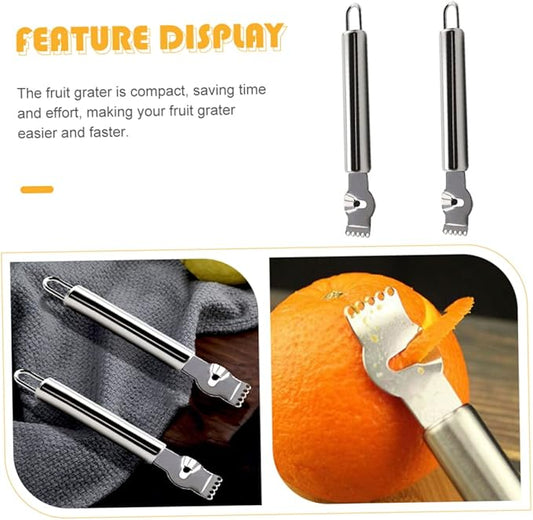 TIDTALEO 2pcs Multi-functional Lemon Slicer Stainless Steel Zester Grater Easy Peel Citrus Peeler Kitchen Accessory for Lemon Lover