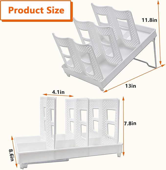 Coffee Cup Organizer Holder, Adjustable Cup and Lid Storage Rack,6 Slots Disposable Paper Cup Dispenser fits 8-22oz,Plastic Cup Stand for Coffee Station Bar Countertop Home Kitchen,White