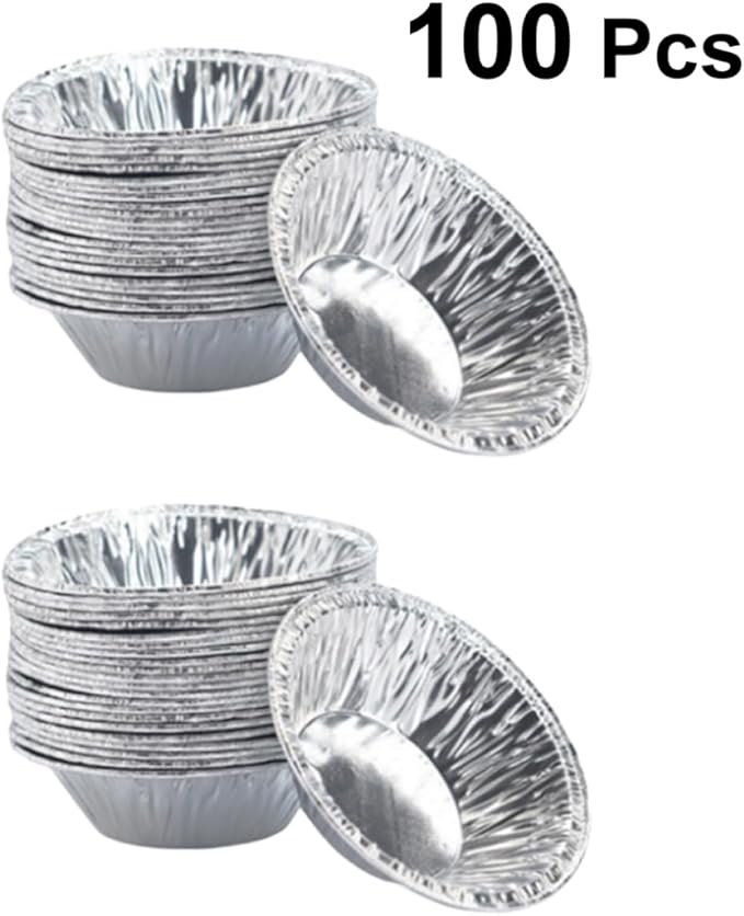 KALLORY Disposable Tart Pans 200Pcs Foil Tart Mold Non-Stick Baking Cups for Kitchen Baking Muffin Cooking