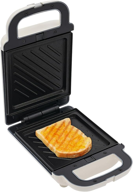 Sandwich Maker,Personal Breakfast Machine,Portable Sandwich Maker,Pizza Pockets,Electric Contact Grill Single for Making Sandwiches,Eggs,Bacon (White)