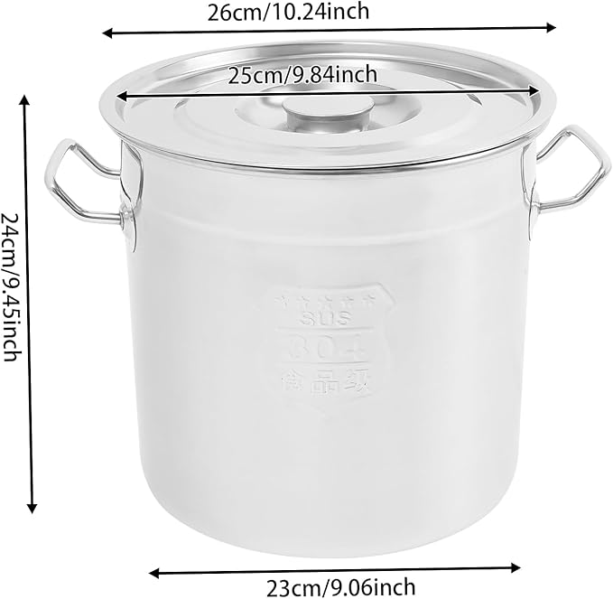 Stainless Steel Stock Pot w/Lid, Commercial Soup Cookware for Home/Restaurant/Hotels, for Stew/Simmering/Soup, Universal Stove Compatible (12L/12.68Qt.)