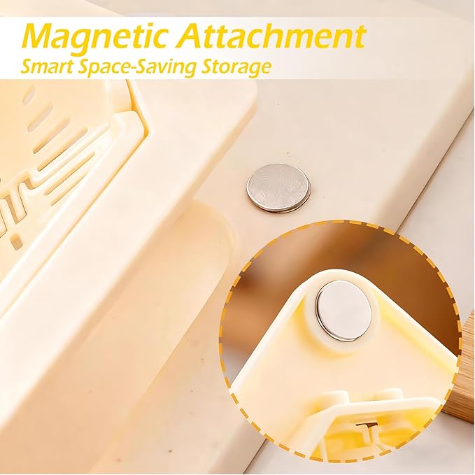 Magnetic Drainage & Filter Basket,No Drilling Required Twist-off base Triangular Design for Kitchen Sink Strainers without Drilling Ideal for cleaning Fruits, Vegetables, and Food Scraps (Yellow)