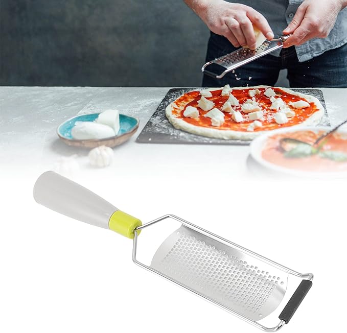 Cheese Grater, Stainless Steel Lemon Zester with Handle, Multipurpose Kitchen Tool for Cheese Coconut Chocolate Nuts, Ideal for Salads, Pizza Dough, Grinding Garlic
