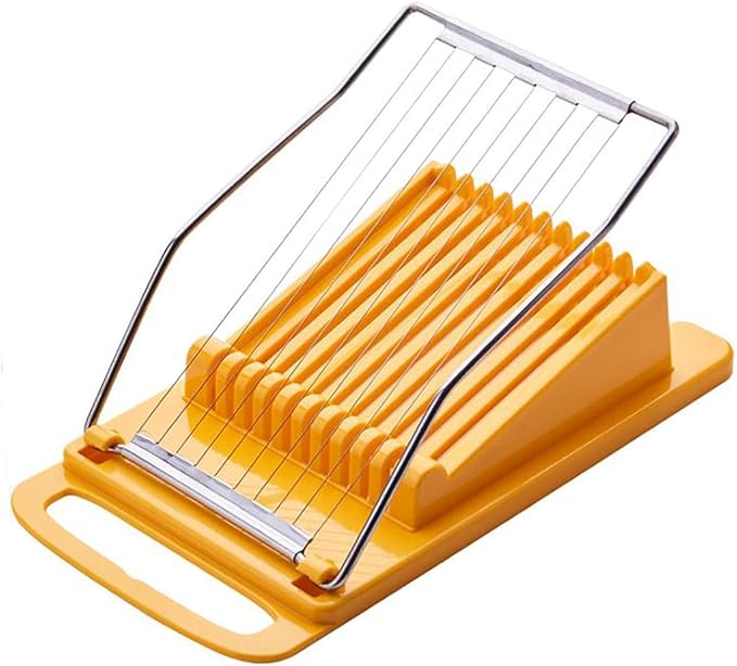Hoshen Luncheon Meat Slicer, Egg Cutter, Fruit Soft Cheese Slicer, Strengthened Stainless Steel Cutting Line, 10 Slices Evenly Cut，Original Box,Yellow
