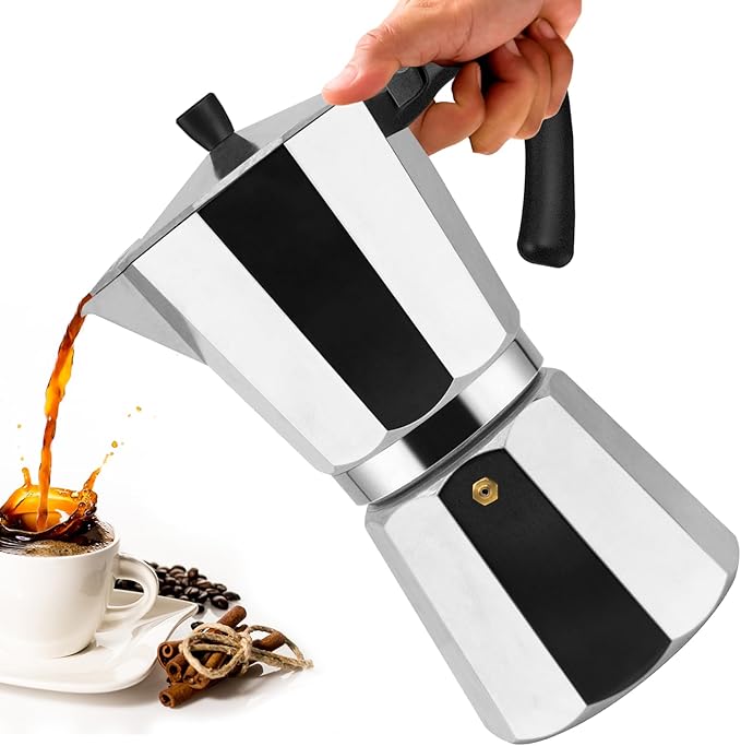 12 Cup Aluminum Moka Pot Classic Stovetop Espresso Coffee Maker 600ml 20oz Coffeemaker Percolator Mocha Pot Greca Coffee Maker Cafe Makers for Italian and Cuban Café Brewing Silver