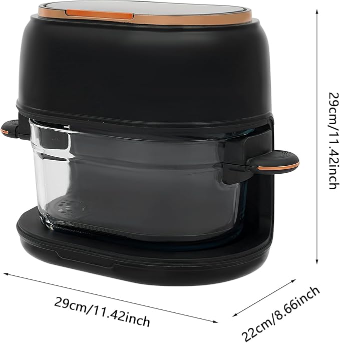 banborba Air Fryer, 900W 4.23QT Glass Air Fryer, Smart Compact Airfryer with Digital Display, 140℉-374℉ Adjustable Temperature, 120 Min Timer, for Cakes, Chicken Wings, Fish, Meat, Shrimp, Vegetables