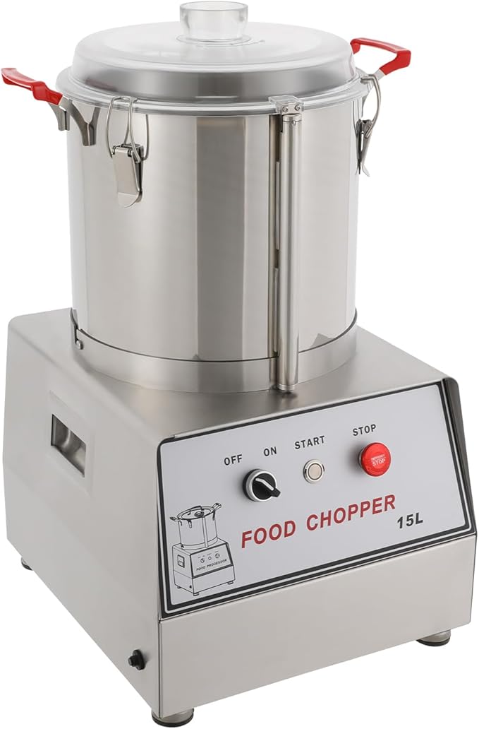 DLINANTA 15L Commercial Food Chopper 1400W, Stainless Steel Electric Vegetable & Meat Processor for Mincing, Heavy Duty Restaurant Chopping Machine with Safety Lock