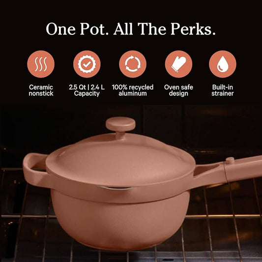 Our Place Mini Perfect Pot | 2.5 Qt Ceramic Pot with Lid & Spatula | Patented 8-in-1, PFAS-Free Nonstick, Non-Toxic Cookware | Induction & Oven-Safe up to 450°F | Spice