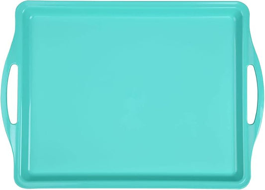 Mintra Home Durable Serving Tray (1pk, Teal) - Unbreakable, Breakfast, Cafeteria, Fast Food, Handles
