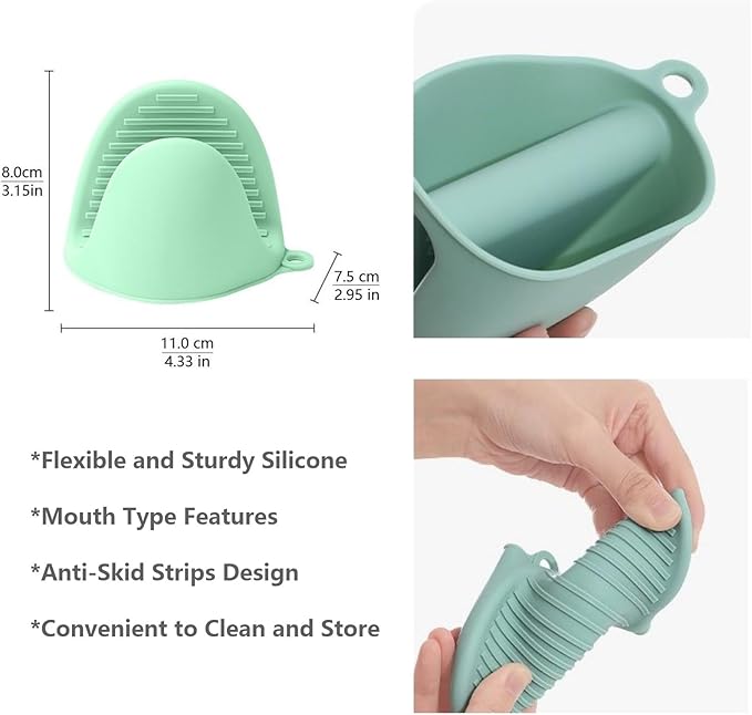 Clip on Strainer Silicone with Silicone Glove | Versatile for All Pans and Pots,Noodle Pasta Pot Strainer Silicone Colander for Vegetables Meat Fruit Spaghetti,Food Strainers(Green)