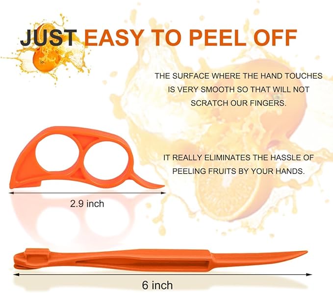 Orange Peeler Tools Citrus Peel Cutter Plastic Easy Fruit Vegetable Slicer Cutter Lemon Peeler Opener Remover Fruit Tools Kitchen Utensils Gadgets Bladed Food Peeler Slicer (Orange)
