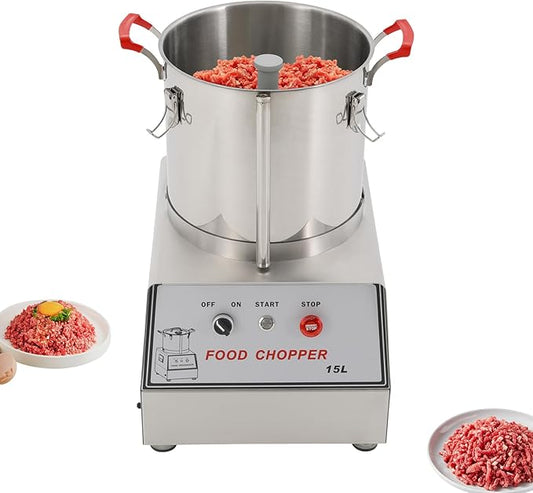 DLINANTA 15L Commercial Food Chopper 1400W, Stainless Steel Electric Vegetable & Meat Processor for Mincing, Heavy Duty Restaurant Chopping Machine with Safety Lock