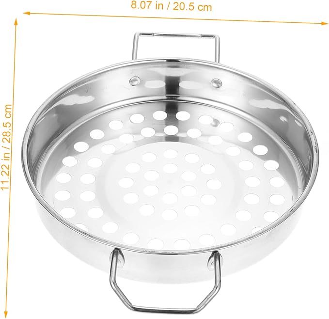 Healifty Stainless Steel Large Hole Colander with Dual Handles Flat Bottom Strainer for Home Kitchen Cooking Handheld Food Strainer for Pasta Vegetables Shrimp and Hot Pot Use