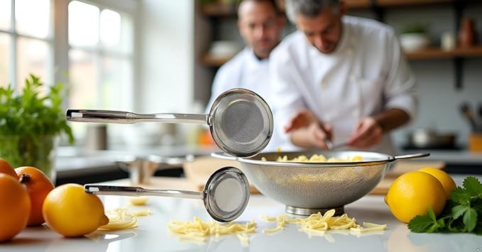 Fine Mesh Stainless Steel Colander，2025 Stainless Steel Filter,Durable Multi-Functional Kitchen Cooking Net Strainer (2-Piece Set),Strainers Fine Mesh，Profesional Stainless Strainer.