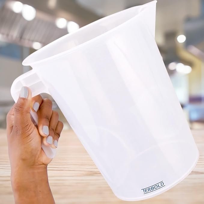 5 Liter Measuring Pitcher | 1.3 Gallon Shatterproof Plastic Large Graduated Mixing Pitchers, 1 to 2 Gallons (5L, 5000ml)
