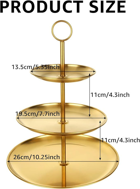 3 Tiered Gold Cupcake Stand 2 Pack Stainless Steel Gold Tiered Dessert Stand Cupcake Display Tower 3 Tier Serving Tray Cake Stand for Baby Shower Birthday Party Wedding