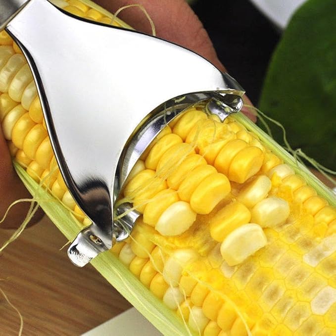 2Pcs Silver Corn Peeler Corn Planer Thresher Corn Kernel Remover Tool Stainless Steel Corn Peeler for Corn On The Cob Corn Cutter Corn Scraper with Ergonomic Handle for Kitchen Corn Stripper Tool