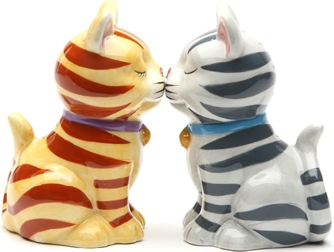 Kittens With Stripes Salt and Pepper Shakers Magnetic Ceramic