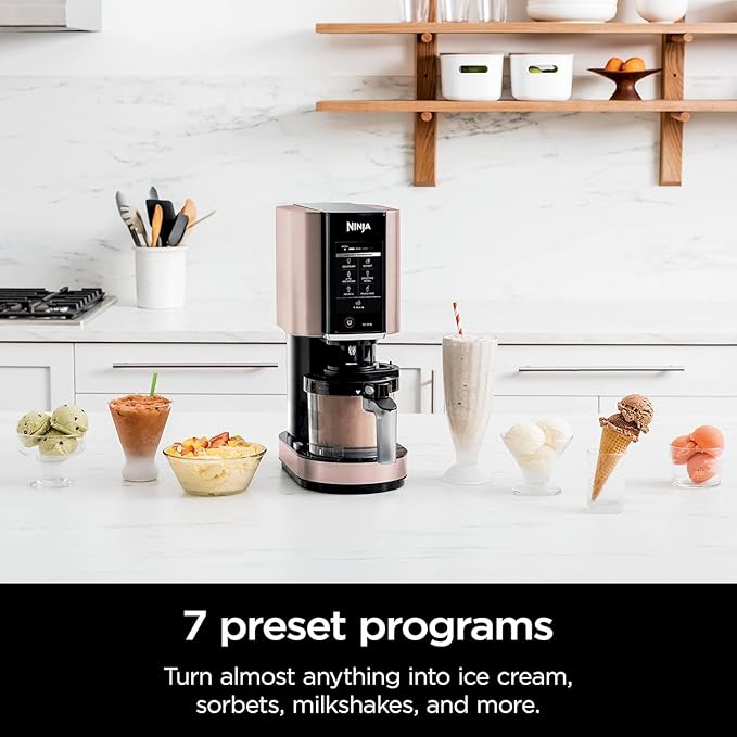 Ninja NC301 CREAMi, Ice Cream, Gelato, Milkshake, Sorbet, and Smoothie Bowl Maker, 7 One-Touch Programs, Rose Gold (Renewed)