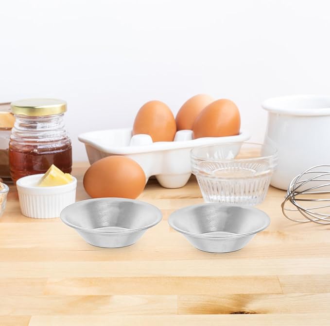KALLORY Mini Tart Pans and Egg Tart Molds 10Pcs Aluminum Alloy Mini Tartlet Baking Cups for Home Kitchen Dessert Baking