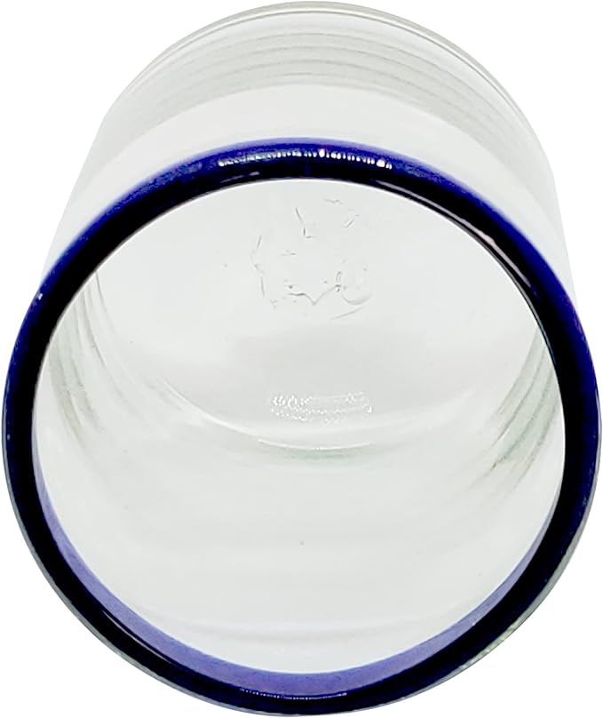 Cobalt Blue Rim 10 oz Tumblers (set of 6), Recycled Glass, Lead-free, Toxin-Free (Tumbler)