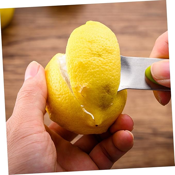 Stainless Steel Lemon Peel Grater Knives Multi-functional Wire Cutter for Easy Citrus Peeling for Kitchen Cocktail Garnishing Premium Kitchen Gadget Yellow