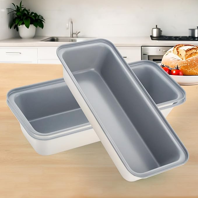 3-Pack 13×4 Inch Loaf Pan for Baking Bread, Nonstick Carbon Steel Bread Pan, Rust-Resistant & Warp-Resistant Full-Size Large Loaf Pan for Homemade Bread, Banana Loaf and Meatloaf