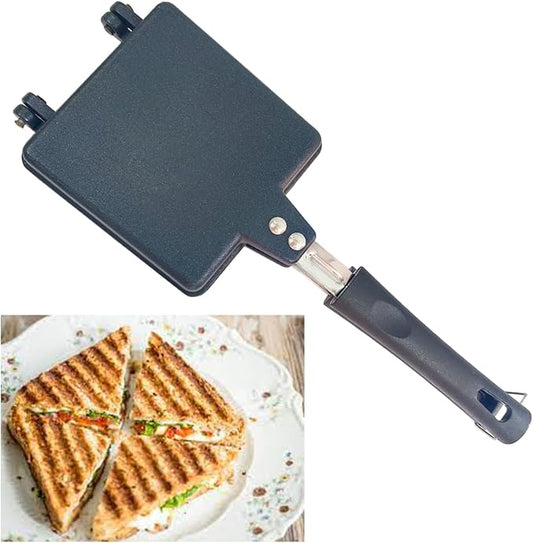 SHRIYA Sandwich Maker Gas Stove Top Non-Stick Double Sided Grill Pan forToaster Omelette, Pancake and Toaster with Gas Stove Compatible Aluminum Base, 13.5 x 5 x 1.5 Inch