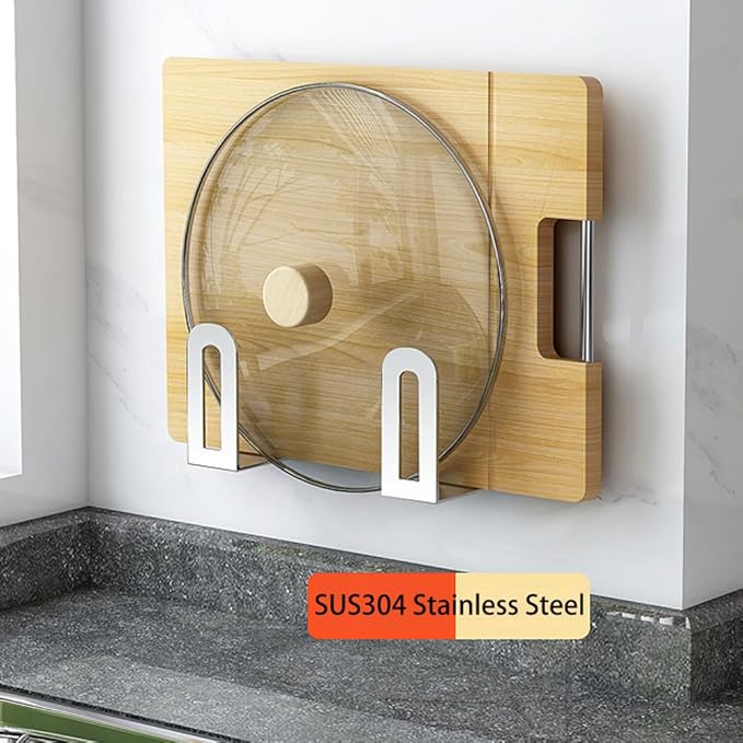 Self Adhesive Stainless Steel Pan Cover Racks ,Pantry Organization Rack, Cutting Board Storage , Pot Lid Holder
