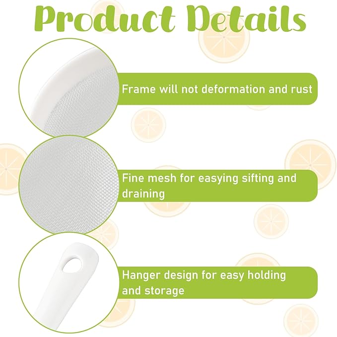 3 Pcs Plastic Mesh Strainer Set Colander with Handle - 3 Sizes Double Ear Food Mesh Strainer with Handle - Flour Sifter Colander - Kitchen Strainer for Baking, Tea, Juice, Pasta