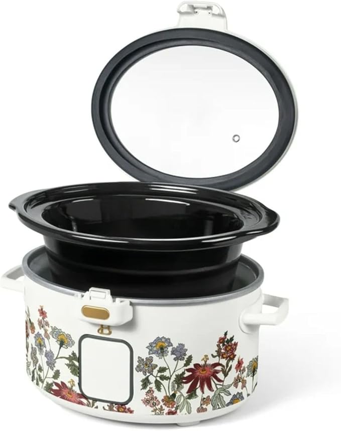 4QT Programmable Slow Cooker with Hinged Lid, Touch Display, Multiple Heat Settings, Ideal for Family Meals