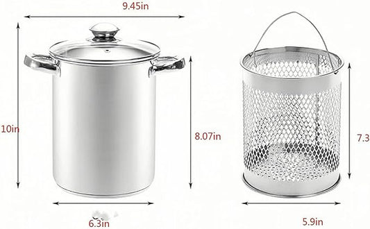 Asparagus Pot Stainless Steel Steamer Cooker with Basket and Lid Pasta 16cm 4L