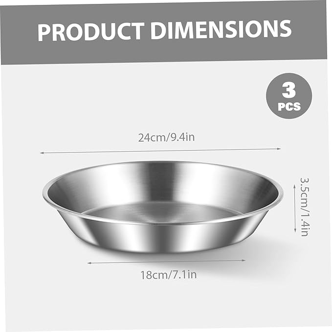 Uanqfegy Stackable Stainless Steel Pie Baking Dishes, 3Pcs Oven Safe Pie Pans for Baking, Kitchen Cookware Set, 9.5 Inch