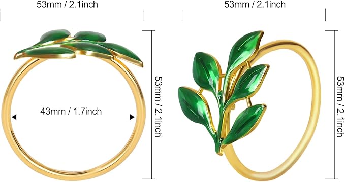 KPOSIYA Napkin Rings Set of 20 Hollow Cut Metal Napkin Holder Dinning Table Setting for Wedding Party Banquet Christmas Dinner Delicate Serviette Buckles Decor (Ye Zi-Green 20