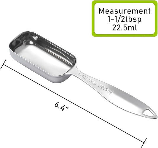 2PCS 1-1/2tbsp (22.5ml) Single Measuring Spoon, Individual Stainless Steel Long Handle Measure Teaspoon Only