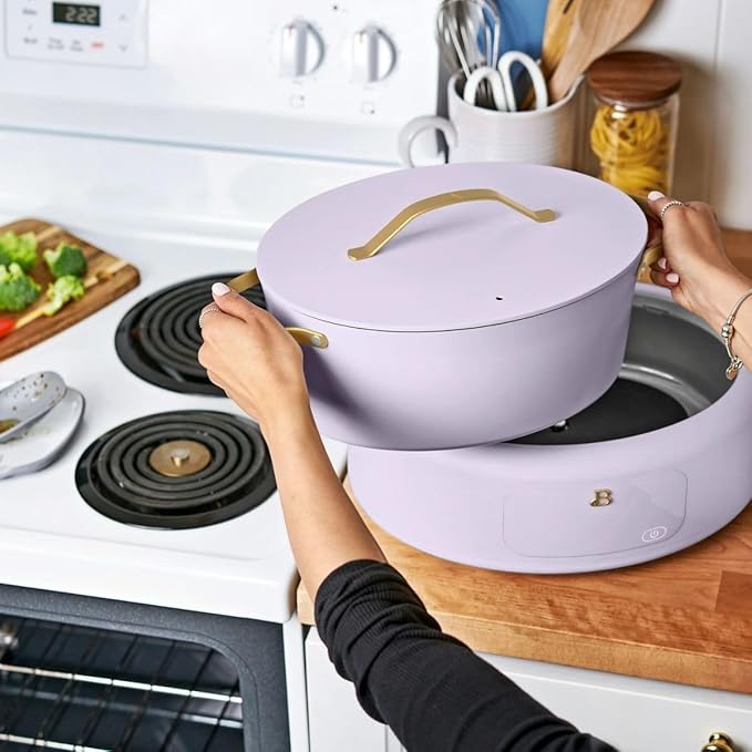 Beautiful 10-in-1 Electric Multi-Cooker, 6-Quart, Digital Display, Non-Stick Pot, One-Touch Control, 10 Cooking Functions (Lavender)