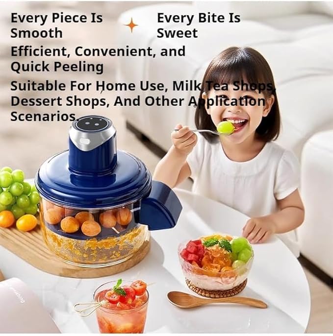 Vegetable Peeler,Automatic Potato Peeler Electric,Garlic Peeling Machine That Peels Fruit And Vegetables,Grape Peeling Machine for Grapes, Garlic, Tomato,Small Potato, Rechargeable Home (White)