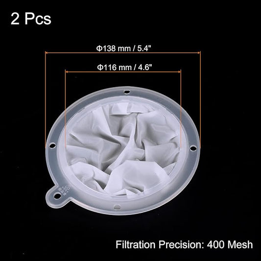 PATIKIL 5.4" O.D. Food Filter Strainer, 2 Pack 400 Mesh Kitchen Mesh Filters Strainers Fine Mesh Sieve for Juice, Coffee, Soy Milk Filtration, White