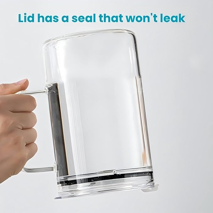 33.81 OZ Large Capacity Cold Drink Glass cup, Mug with Handle,Lid and Straw,for Coffee,Ice Tea, Beer,Water,Other Hot And Cold Drinks,-68°F to 300°F,Wide Mouth, Easy Clean,Tumbler Reusable for Gifts