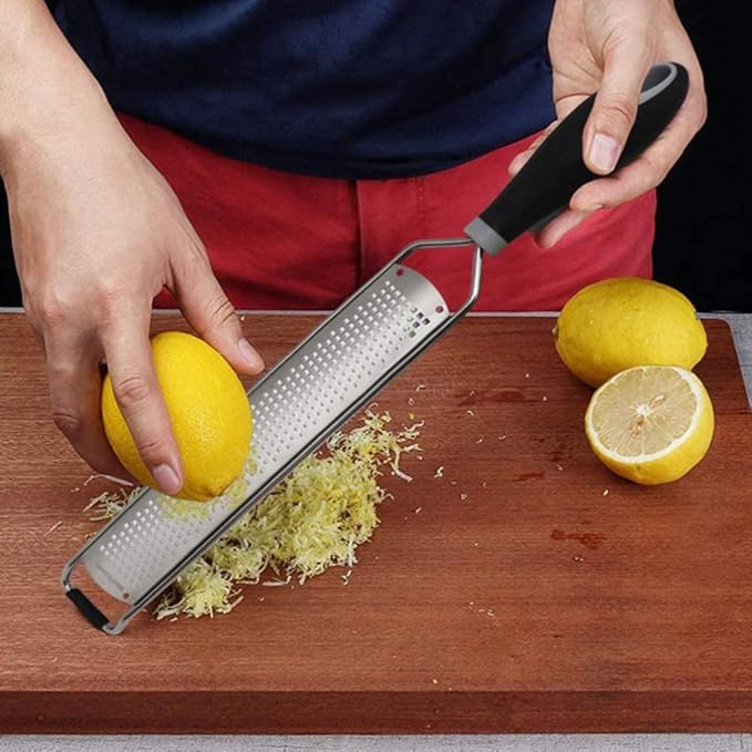 Citrus Lemon Grater - Professional Zesting Tool for Cheese, Lemon, Ginger, Garlic, Nutmeg, Vegetables, Fruits,Chocolate-Black