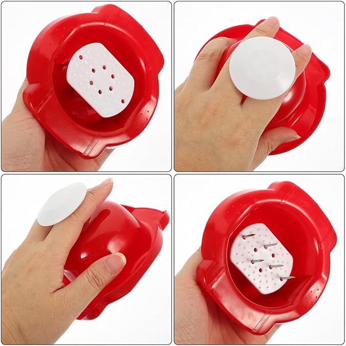 Garneck Food Safety Holder for Mandolin Slicer or Grater, Finger Anti-Cut Protectors for Vegetable Grater Peelers Food Slicer Cutter Finger Guard for Mandoline Slicer Cutting Red