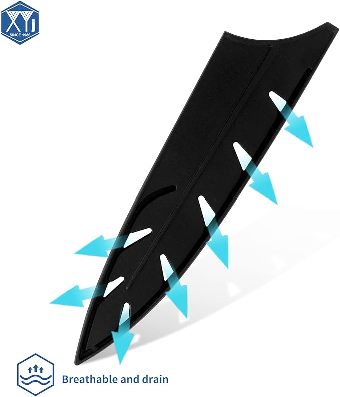 XYJ 2pcs/set Safety Knife Covers Sleeves Knives Edge Guard, Universal Knife Sheath, Slicing, Chef Knife Case Blade Guards Protector Black Kitchen Knife Cover Sleeve (For 8'' Chef Knife)
