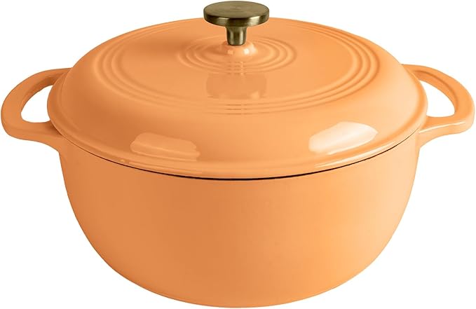 Fijxzct Premium Enameled Cast Iron Dutch Oven for Bread Baking | Non-Stick 5.5QT Oval Bread Oven with Lid | Perfect for Sourdough, Loaf, and Artisan Baking (Round Orange, 5.5 QT)